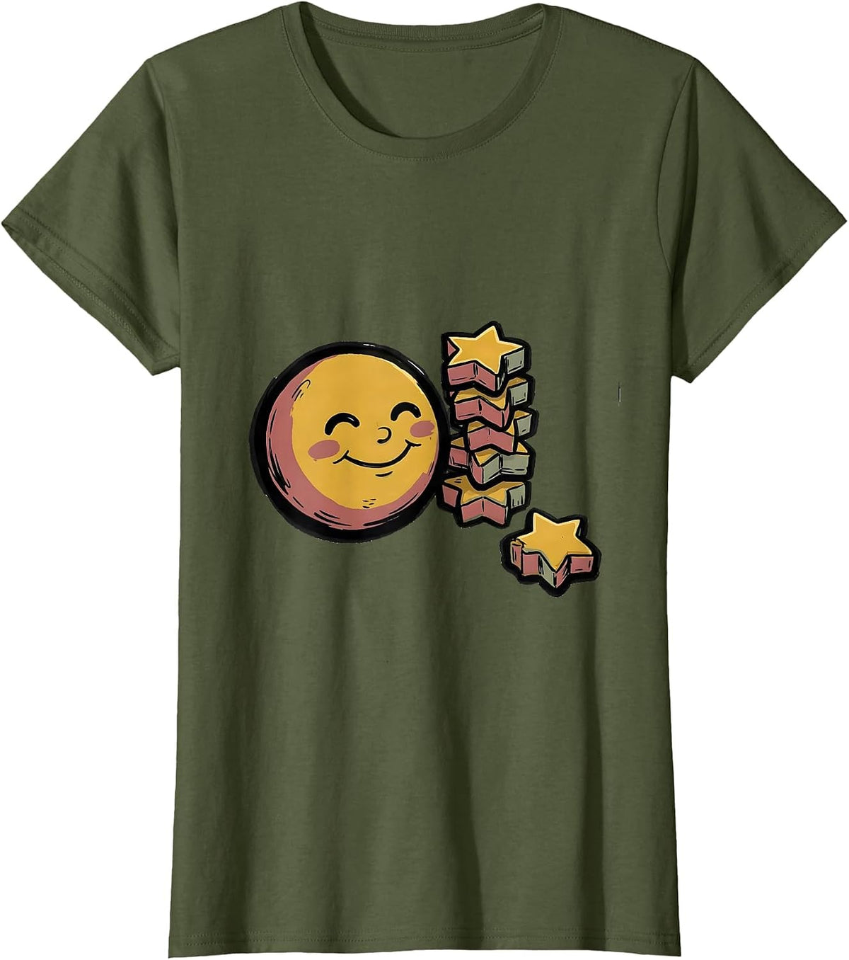 Women's Star Treats Happy Face ABA Therapist Behavior Analyst Gift T-Shirt - Olive Green