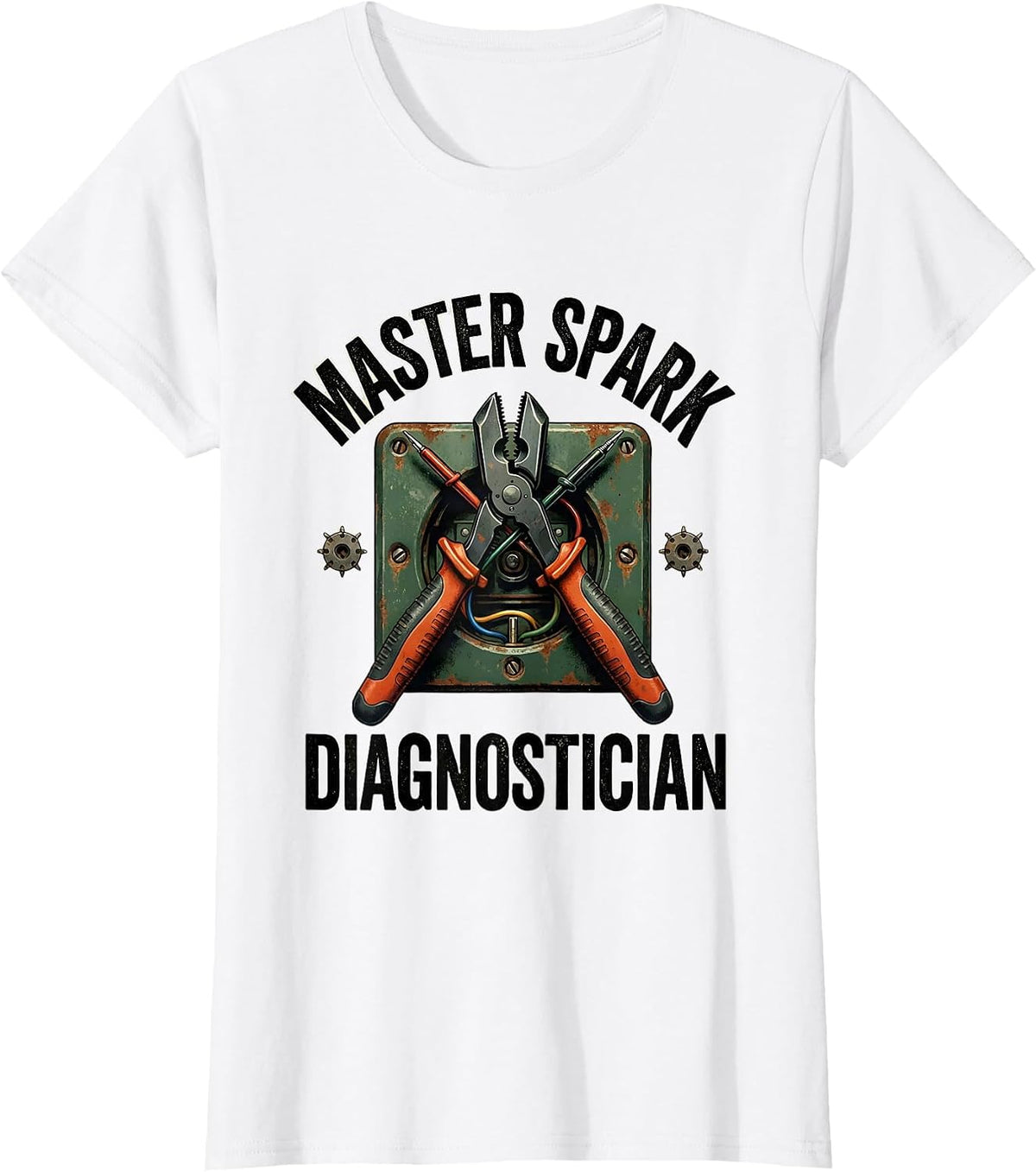 Master Spark Diagnostician Vintage Funny Electrician Gift T-Shirt - White