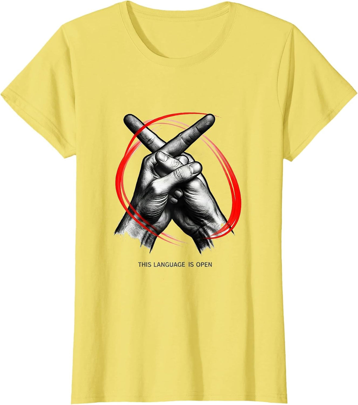 This Language Is Open ASL Sign Language Teacher Gift T-Shirt - Lemon Yellow