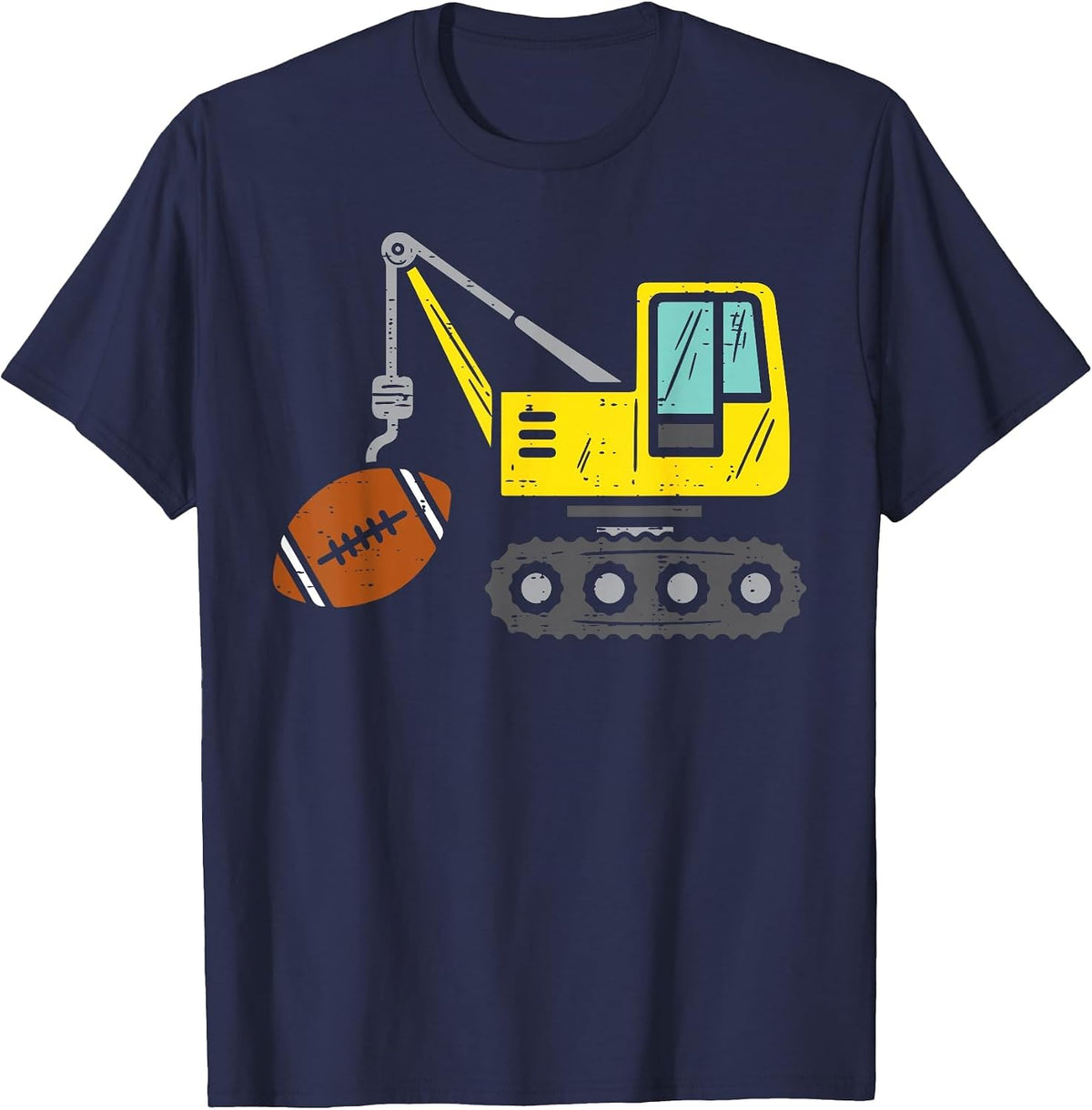 American Football Crane Construction Truck Boys Kids Toddler T-Shirt - Navy Blue