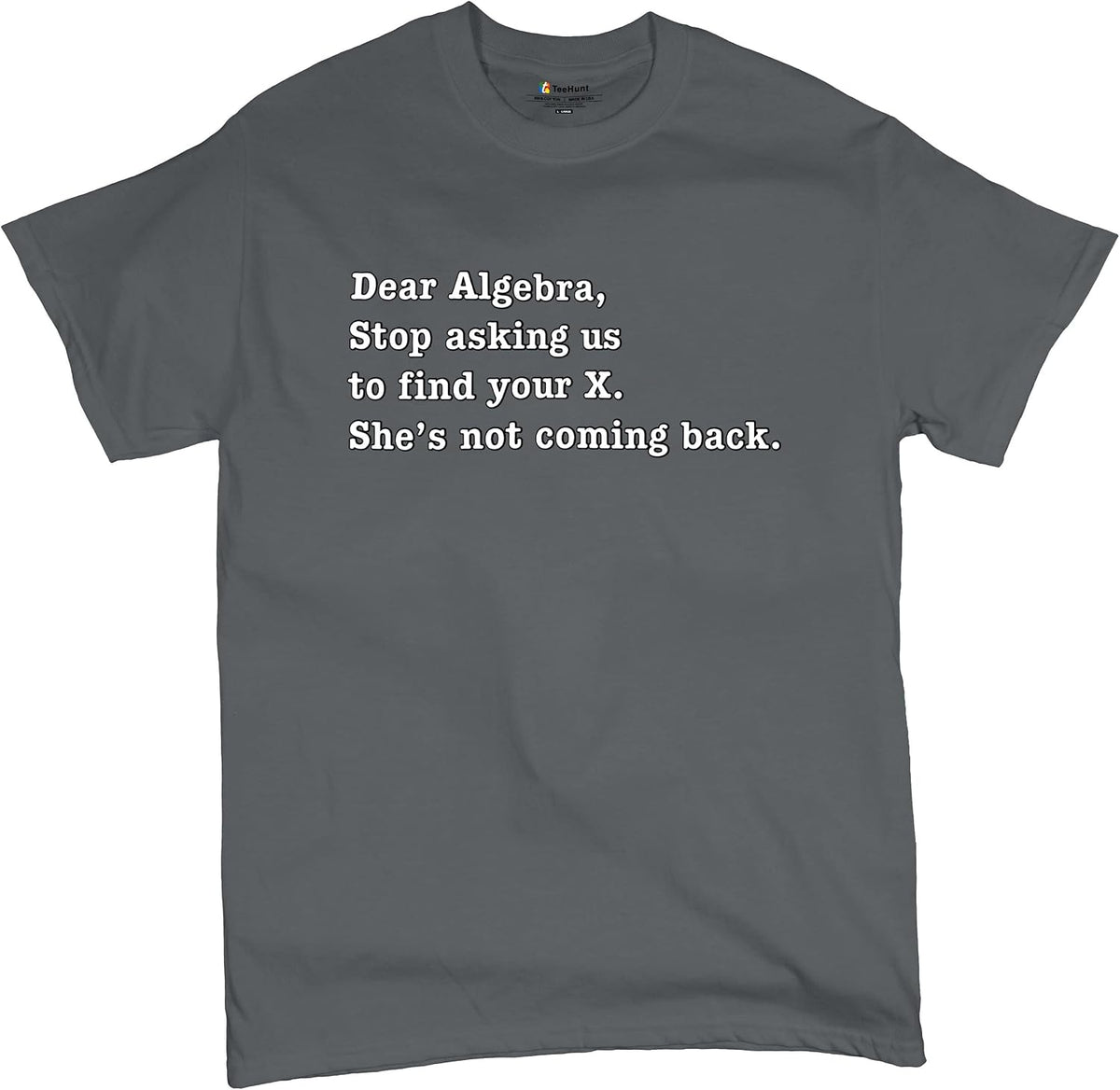 Dear Algebra Stop Asking Us to Find Your X T-Shirt Math Men's Tee - Charcoal
