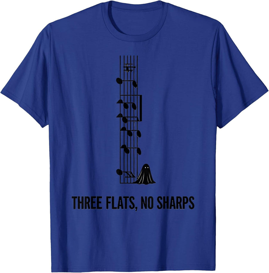 Three Flats No Sharps Whimsical Music Teacher Halloween T-Shirt - Royal Blue