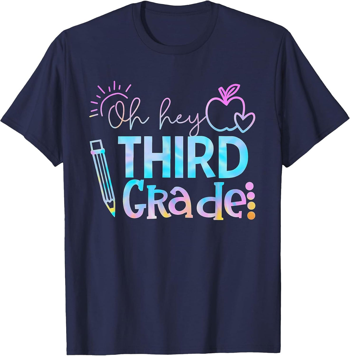 Tie Dye Oh Hey Third Grade First Day of School 3rd Grade T-Shirt - Navy Blue