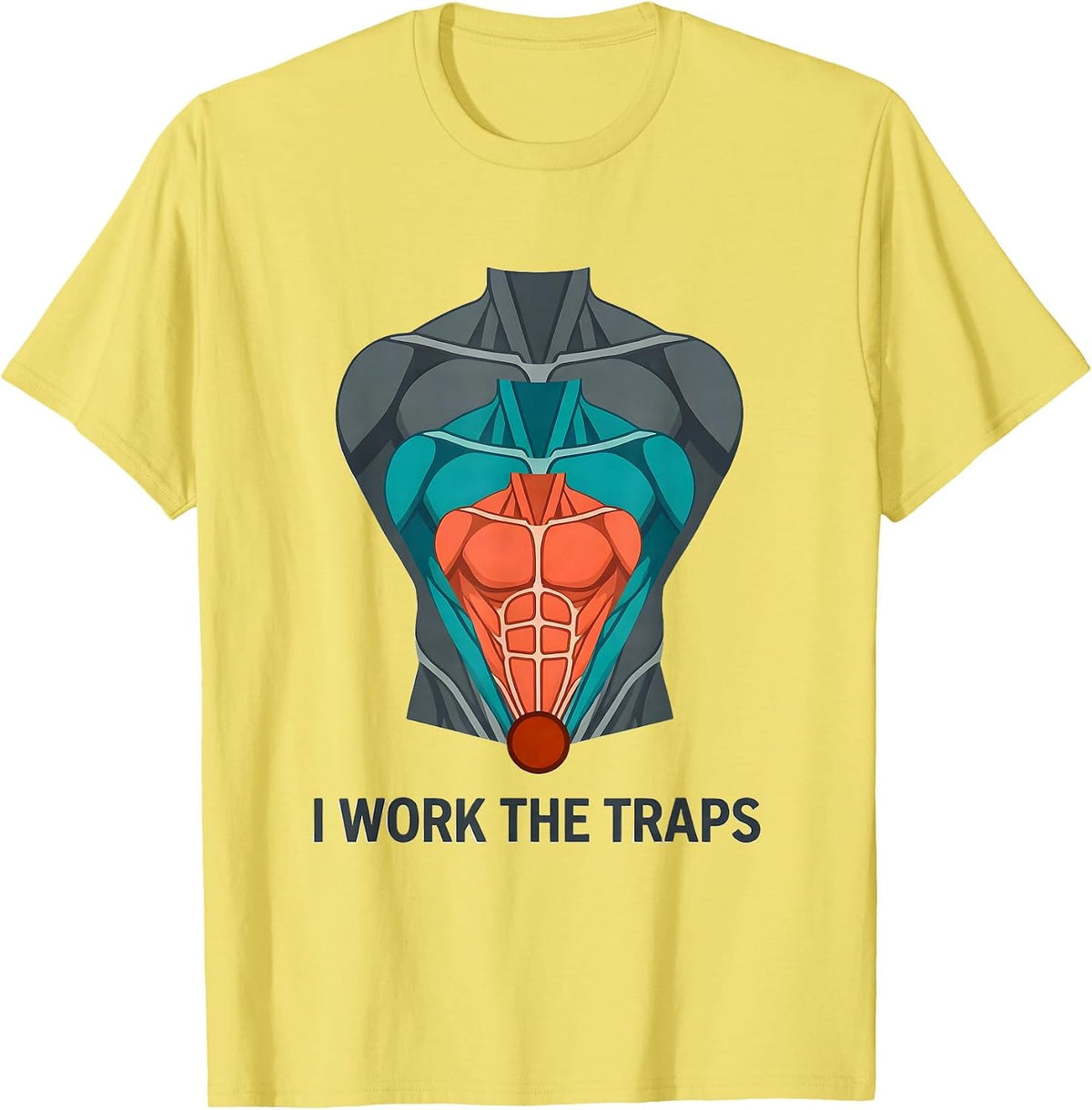 Men's I Work The Traps Funny Massage Therapist LMT Humor T-Shirt - Lemon Yellow