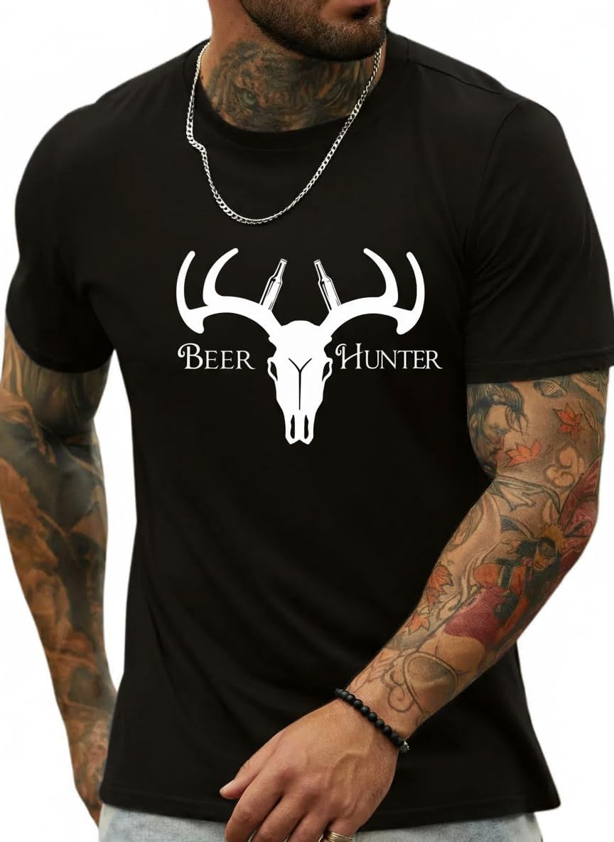 Round Neck Graphic Tees for Men Summer Fall Short Sleeve T-Shirt Basis Tops Blouse - C7-black
