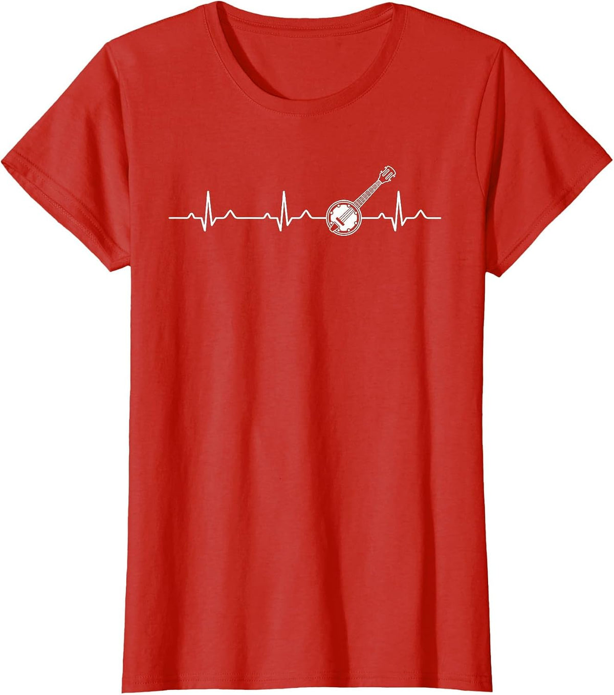 Bluegrass Heartbeat Banjo Player Retro Country Bluegrass T-Shirt - Red