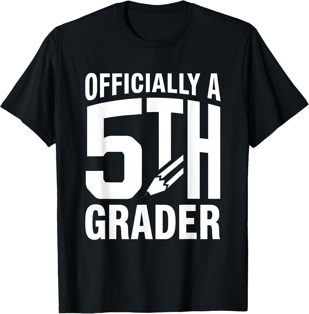 Men's Officially A 5th Grader Retro Back To School Pencil Bow T-Shirt - Black