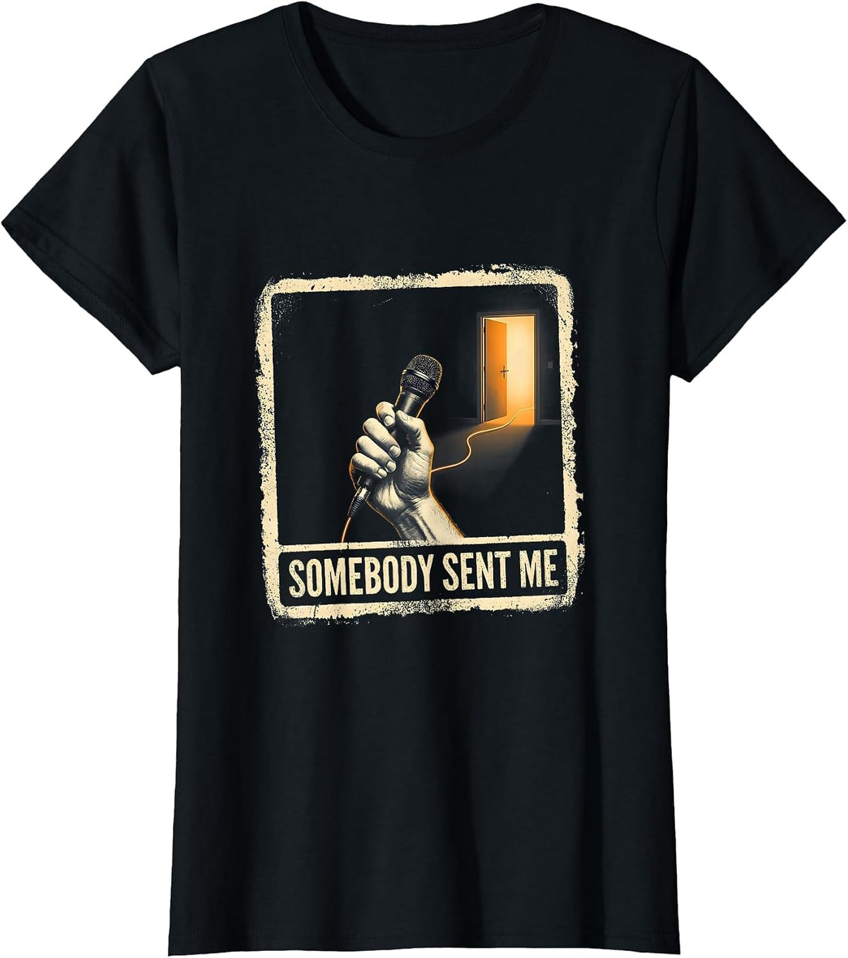 Somebody Sent Me Rubber Stamp 911 Dispatcher Thin Yellow T-Shirt - Black