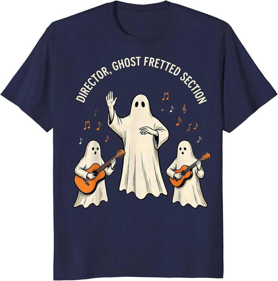 Director, Ghost Fretted Section Funny Music Teacher Ghost T-Shirt - Navy Blue