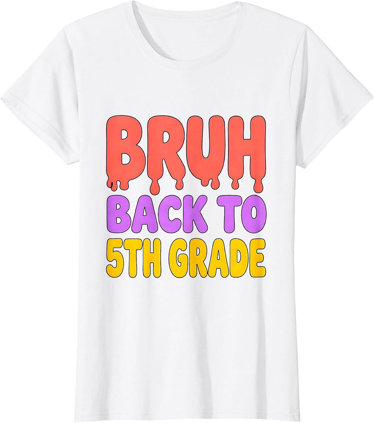 Bruh Back To 5th Grade Funny Back To School Boys Kids T-Shirt - White