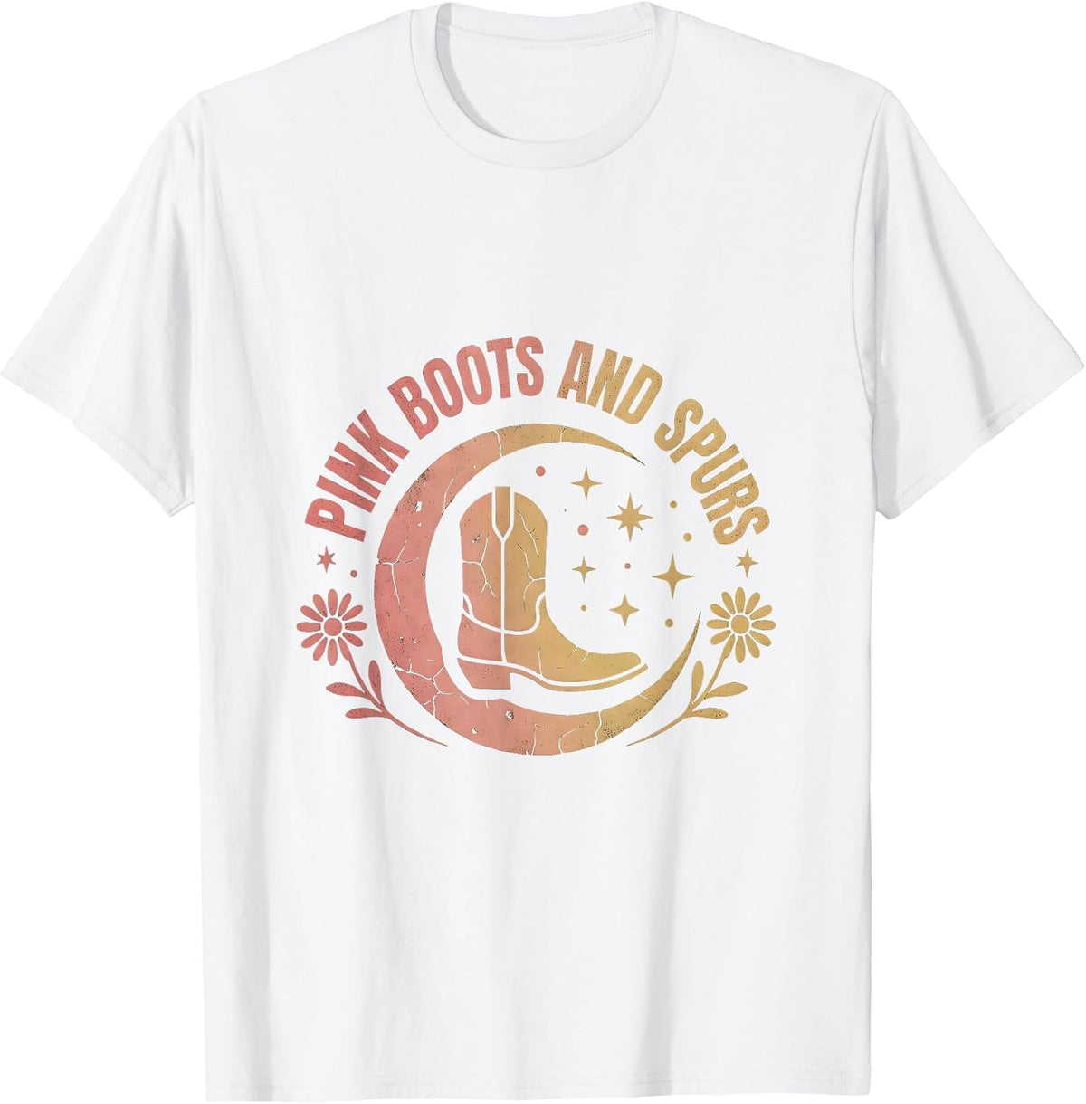 Men's Pink Boots and Spurs Cowgirl Design T-Shirt - White