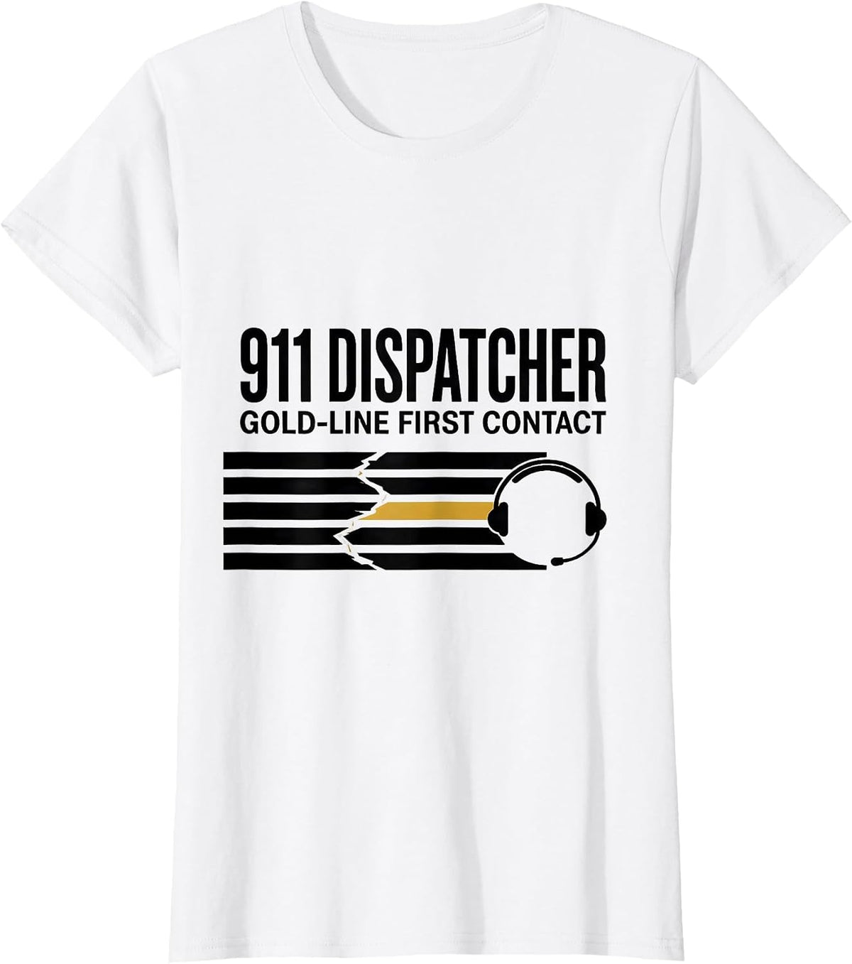 911 Dispatcher Gold-Line First Contact T-Shirt - White