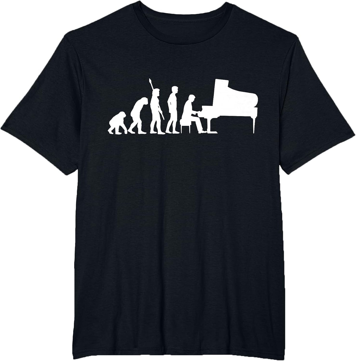Funny Piano Player Pianist Musician Saying I Evolution T-Shirt - Black