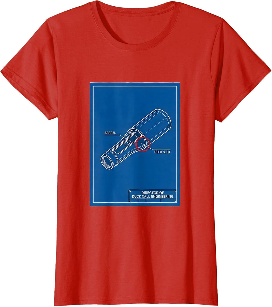 Women's Director Of Duck Call Engineering Funny Duck Hunter Hunting T-Shirt - Red