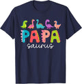 Papasaurus Dinosaur Father Funny Papa Saurus Family Matching T-Shirt - Navy Blue