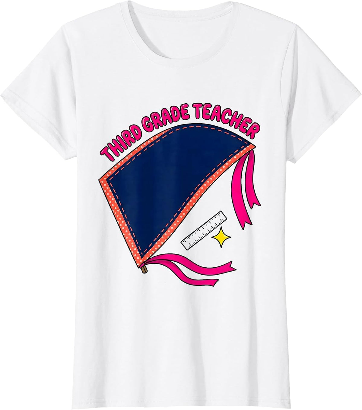 Third Grade Teacher Playful Pennant Flag Back To School T-Shirt - White