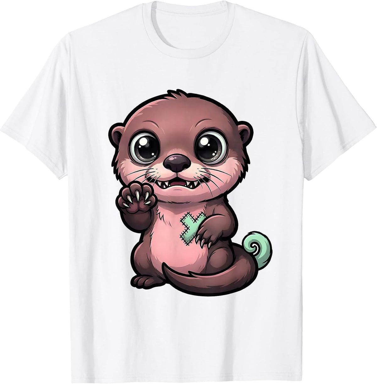 Men's Chibi Otter Kawaii Pastel Goth Cute Creepy Animal T-Shirt - White