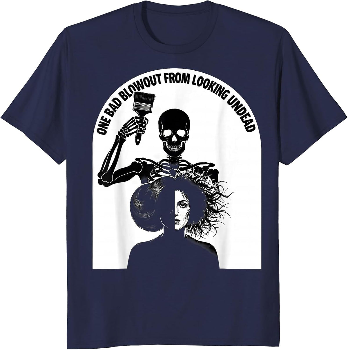 Men's One Bad Blowout From Looking Undead Funny Skeleton T-Shirt - Navy Blue