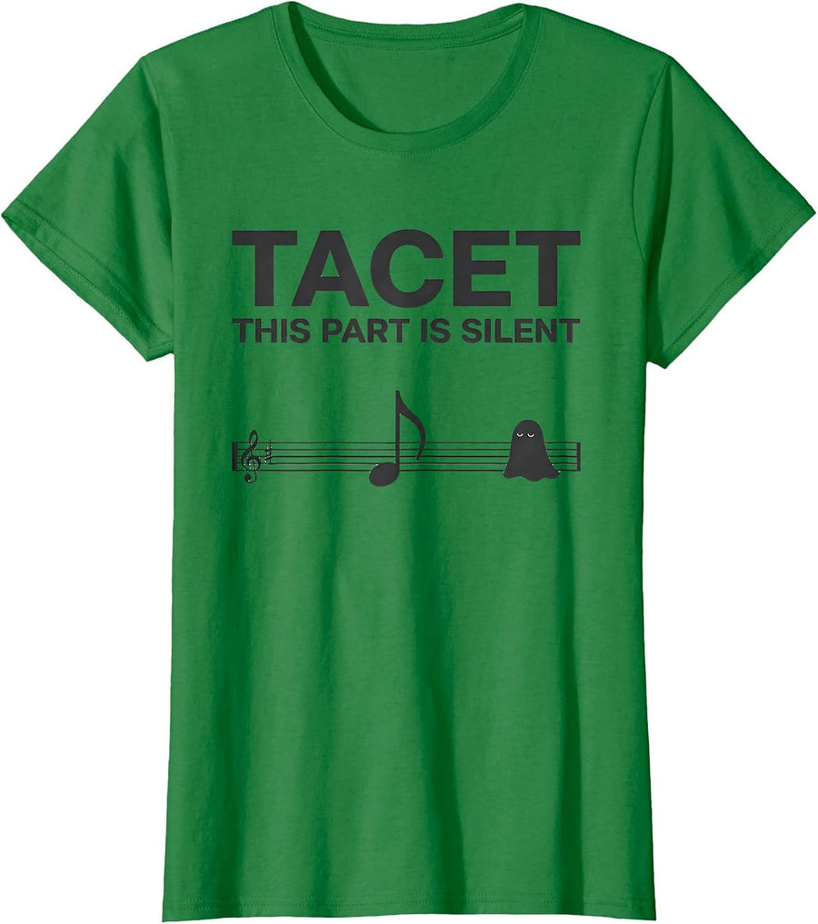 Women's Tacet This Part Is Silent Whimsical Art Teacher Halloween T-Shirt - Kelly Green