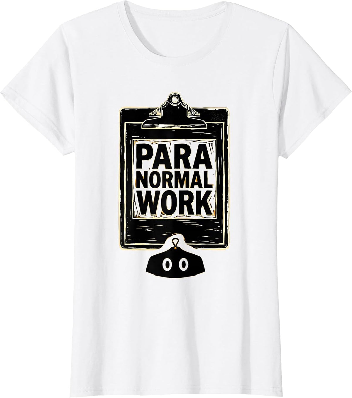 Para Normal Work Linocut Ghost Teacher Aide Halloween Para T-Shirt - White