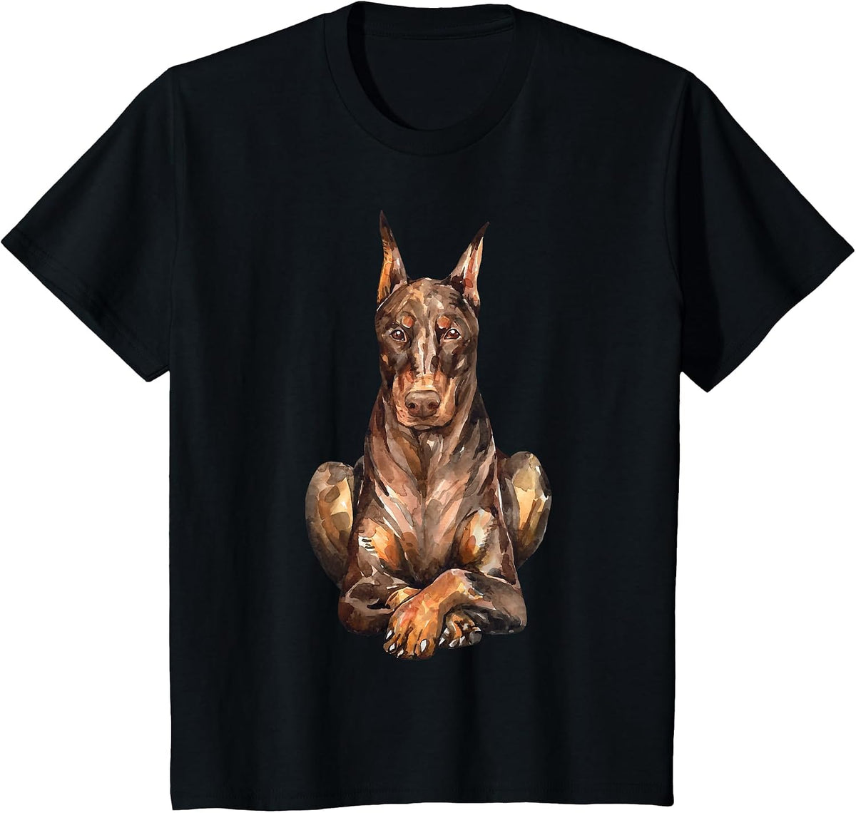 Watercolour Portrait Doberman Pinscher for Dog Owners T-Shirt - Black