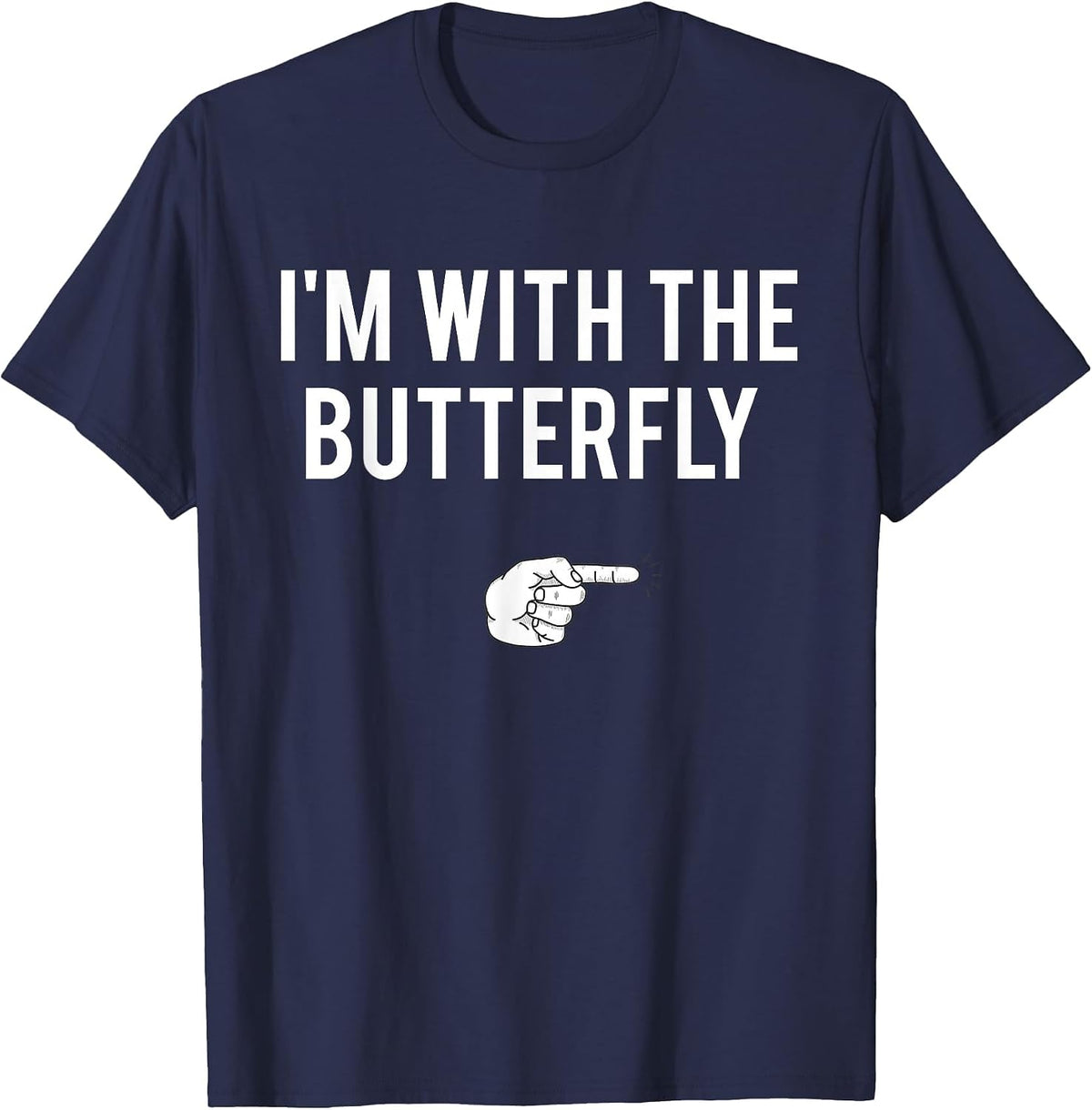 I'm with Butterfly Halloween Costume Party Matching Couple T-Shirt - Navy Blue