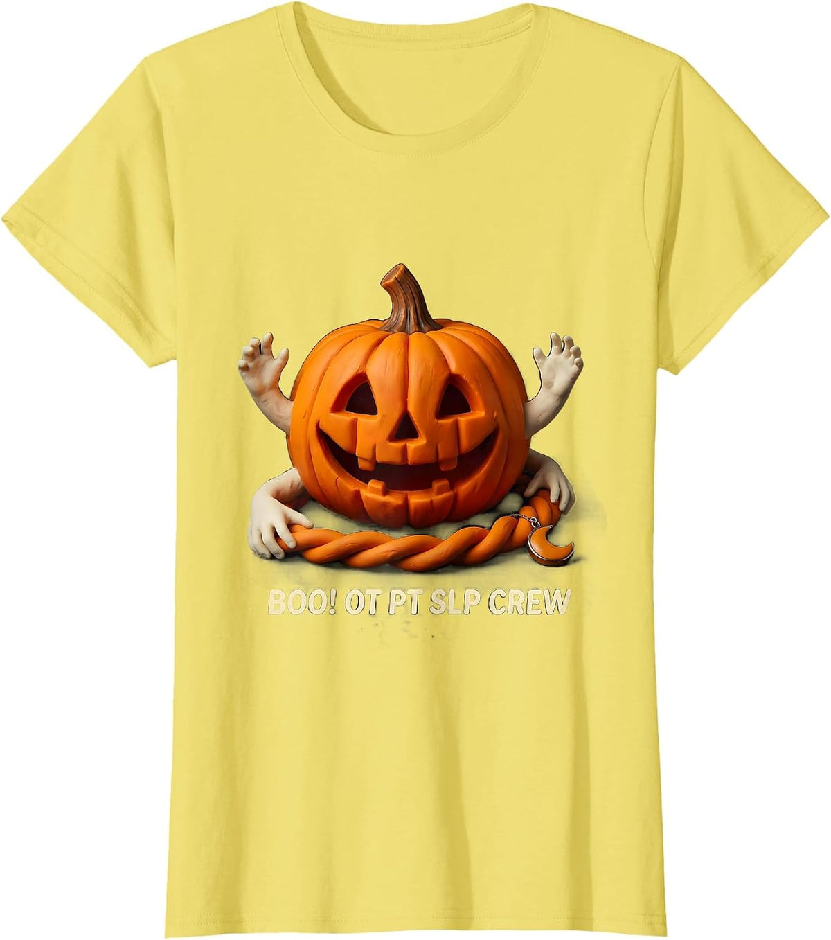 Women's Boo! OT PT SLP Crew Halloween Occupational Therapy Squad T-Shirt - Lemon Yellow