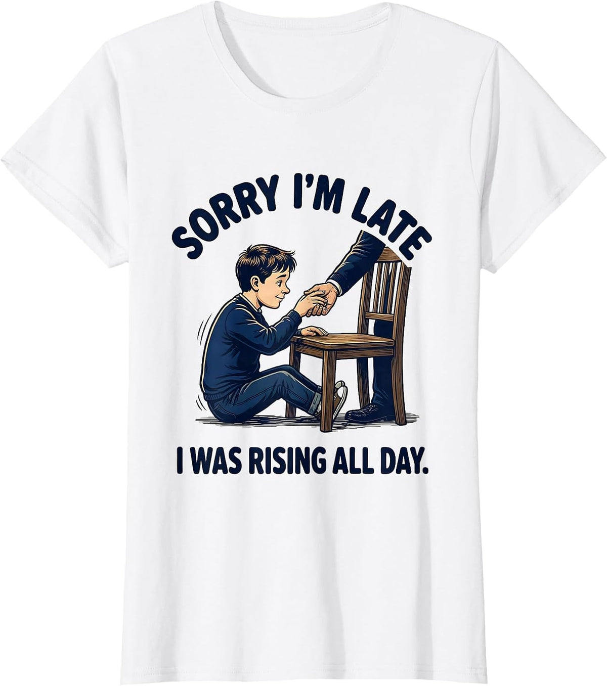 Women's Sorry I'm Late, I Was Rising All Day Retro Occupational T-Shirt - White