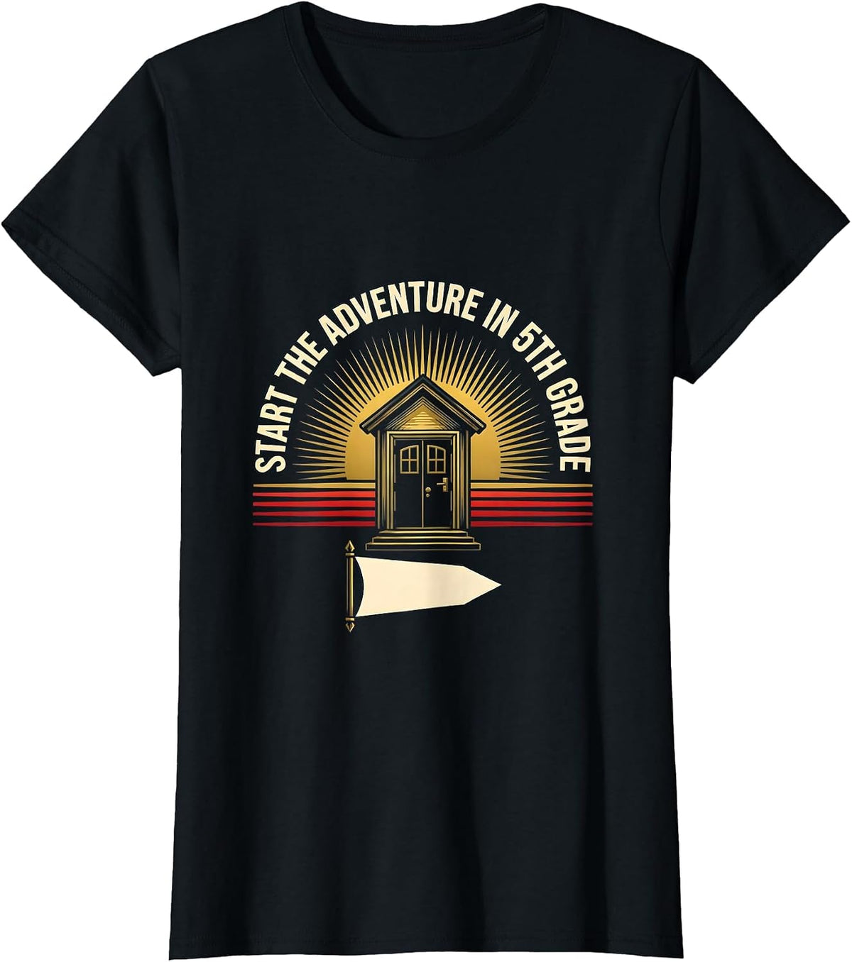 Start The Adventure In 5th Grade Whimsical Back To School T-Shirt - Black