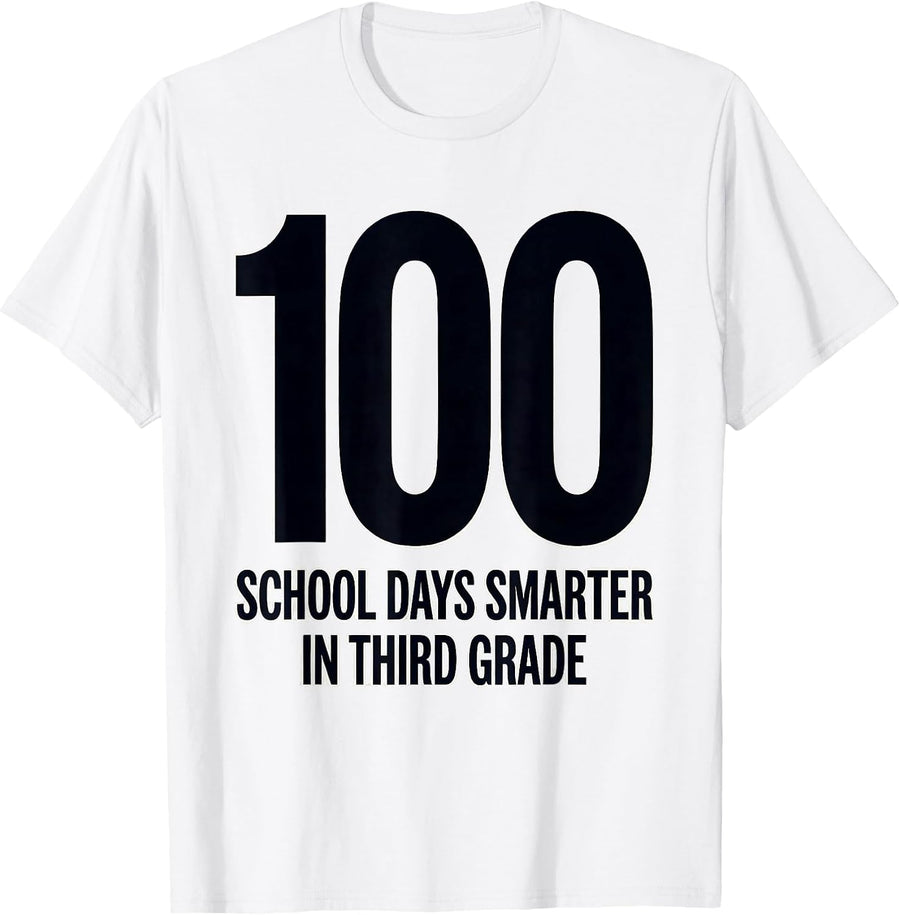 Men's 100 School Days Smarter In Third Grade Playful 100th Day T-Shirt - White