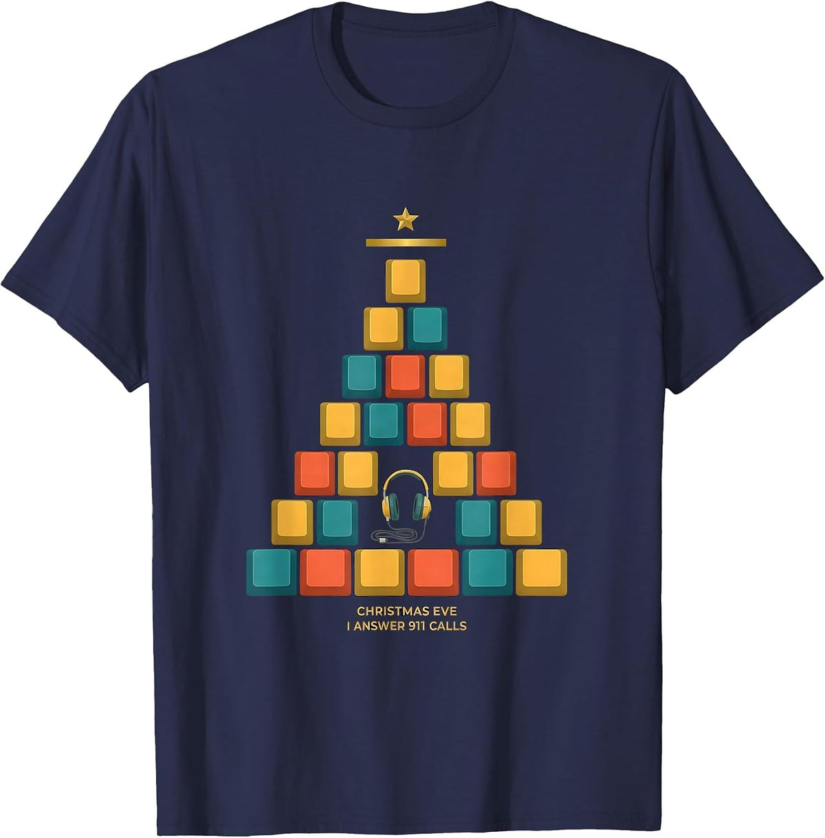 Christmas Eve, I Answer 911 Calls Funny 911 Dispatcher T-Shirt - Navy Blue