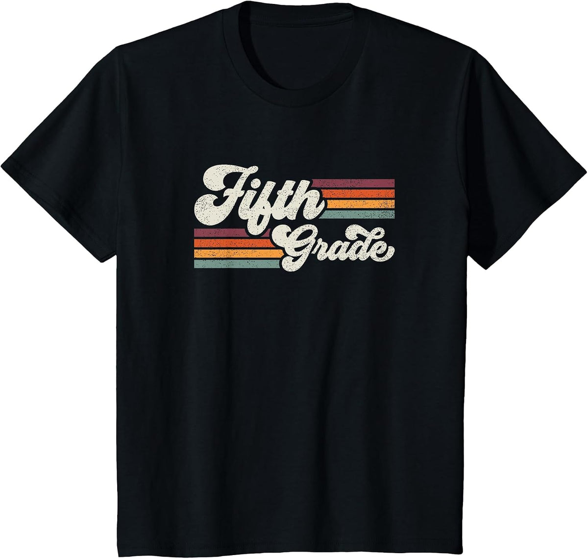 Retro Fifth Grade Teacher Back to School T-Shirt - Black