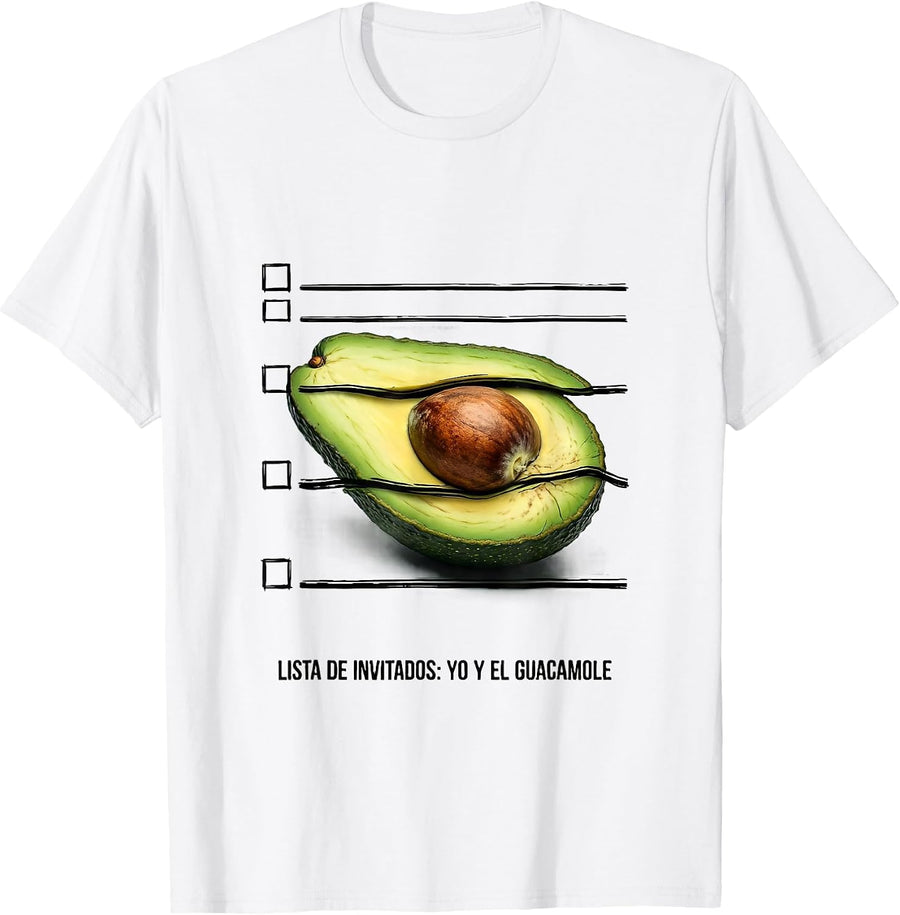 Men's Lista De Invitados: Yo Y El Guacamole Funny Mexican Fiesta T-Shirt - White