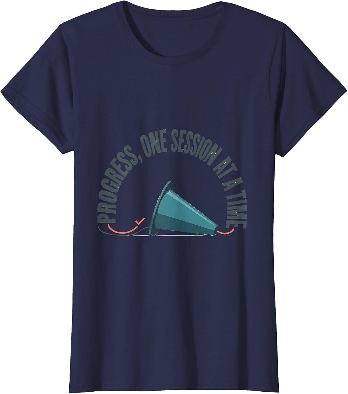 Women's Progress One Session at a Time Therapy Cone OT PT Pride T-Shirt - Navy Blue