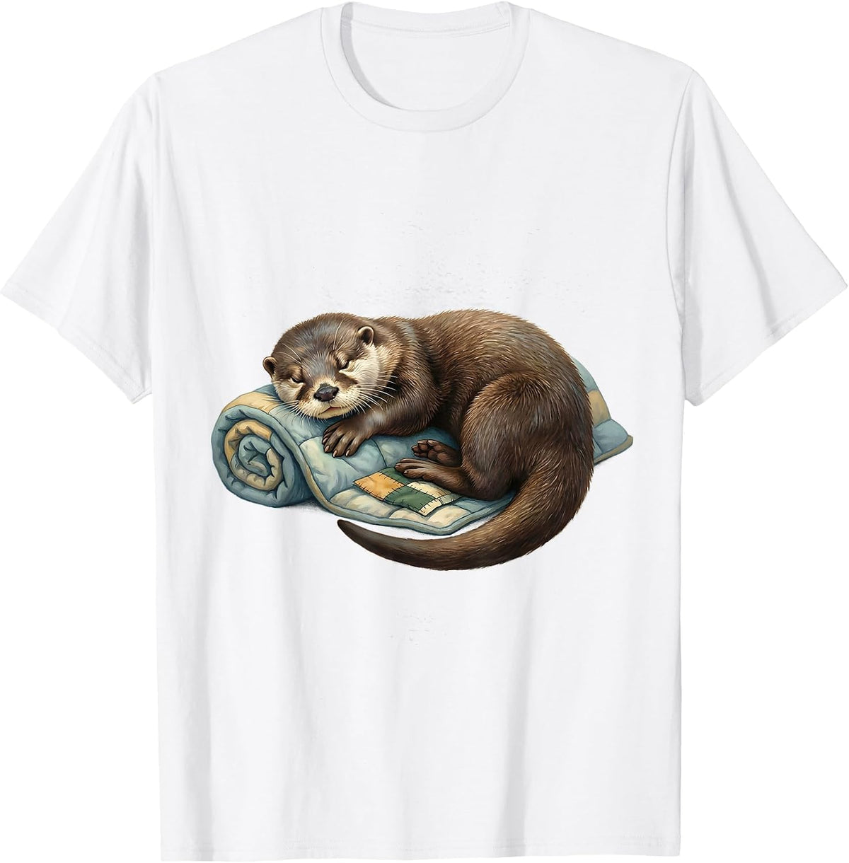 Men's Sleeping River Otter Storybook Animal Lover Gift T-Shirt - White