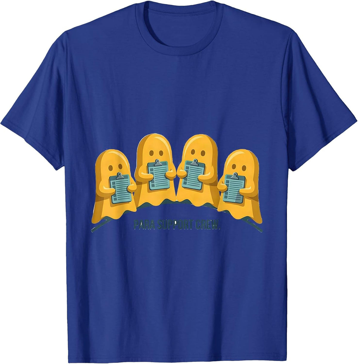 Men's Para Support Crew Ghost Pun Halloween Para Teacher Humor T-Shirt - Royal Blue