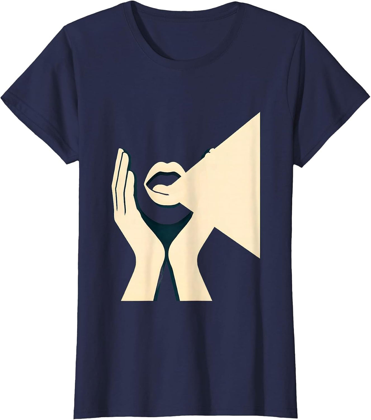 Women's Speech Therapy Hands Light Beam Illustration T-Shirt - Navy Blue
