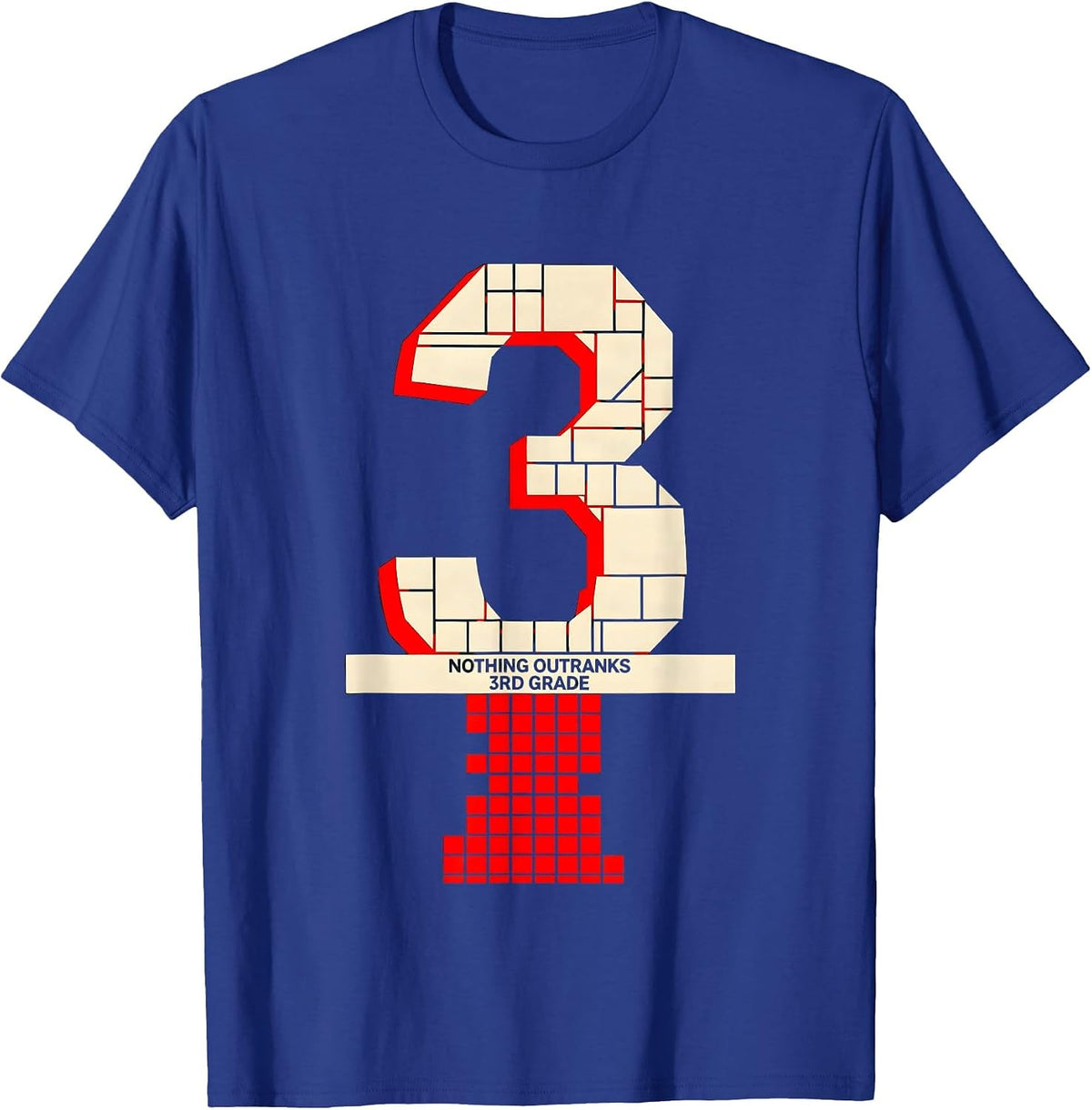 Men's Nothing Outranks 3rd Grade Funny Teacher Back To School T-Shirt - Royal Blue