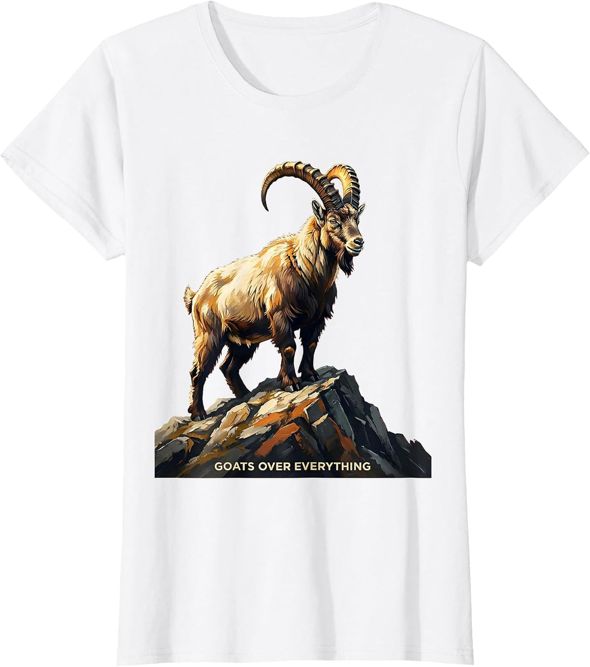 Goats Over Everything Bold Goat Lover Design T-Shirt - White