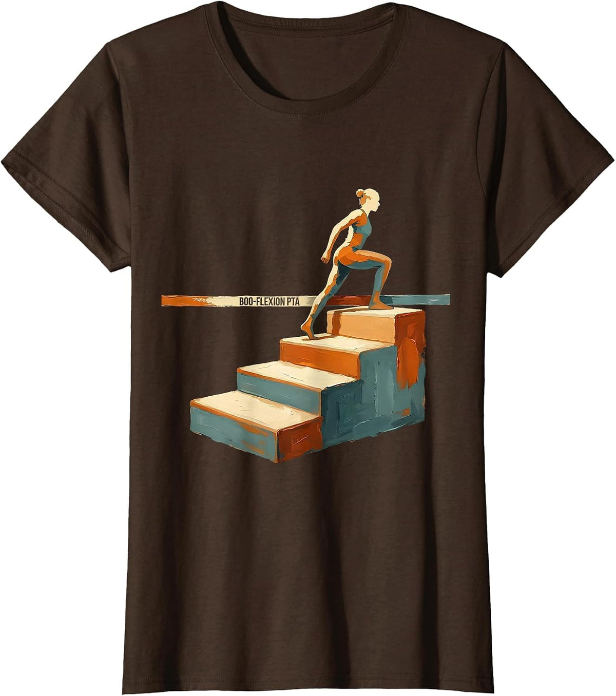 Women's Boo-Flexion PTA Physical Therapy Halloween Therapist Humor T-Shirt - Brown