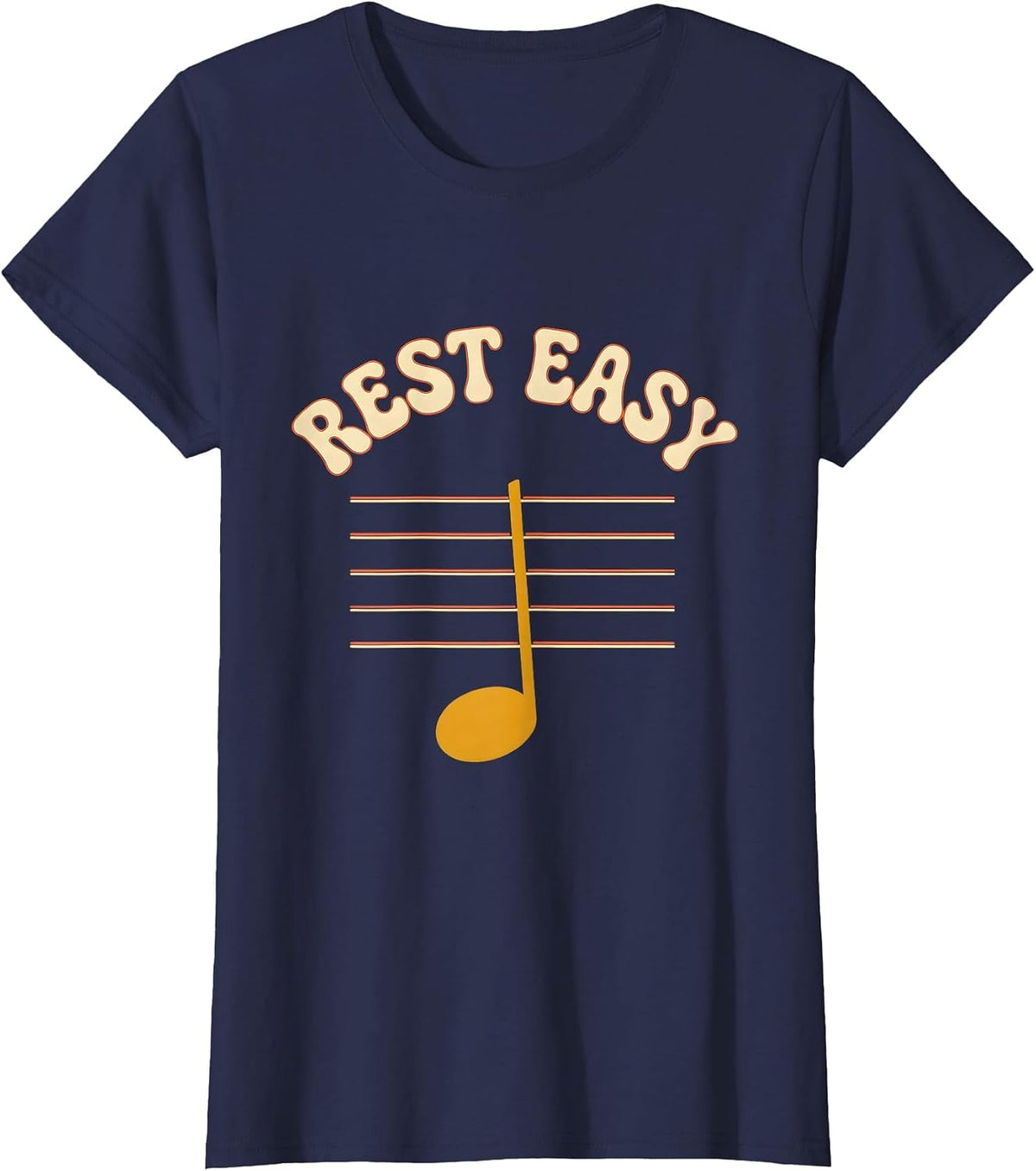 Women's Rest Easy Retro 70s Funny Music Lover Pianist Gift T-Shirt - Navy Blue