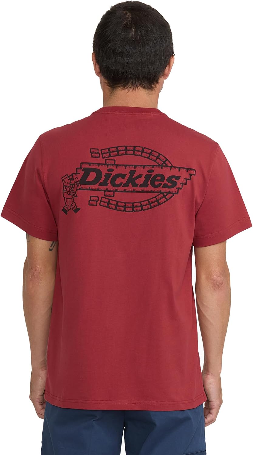 Dickies Men's Construction Crew Short Sleeve T-Shirt - Brick Mason \/ Burnt Red