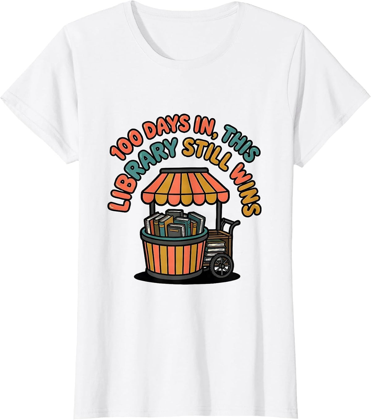 100 Days In This Library Still Wins Teacher Librarian 100th T-Shirt - White