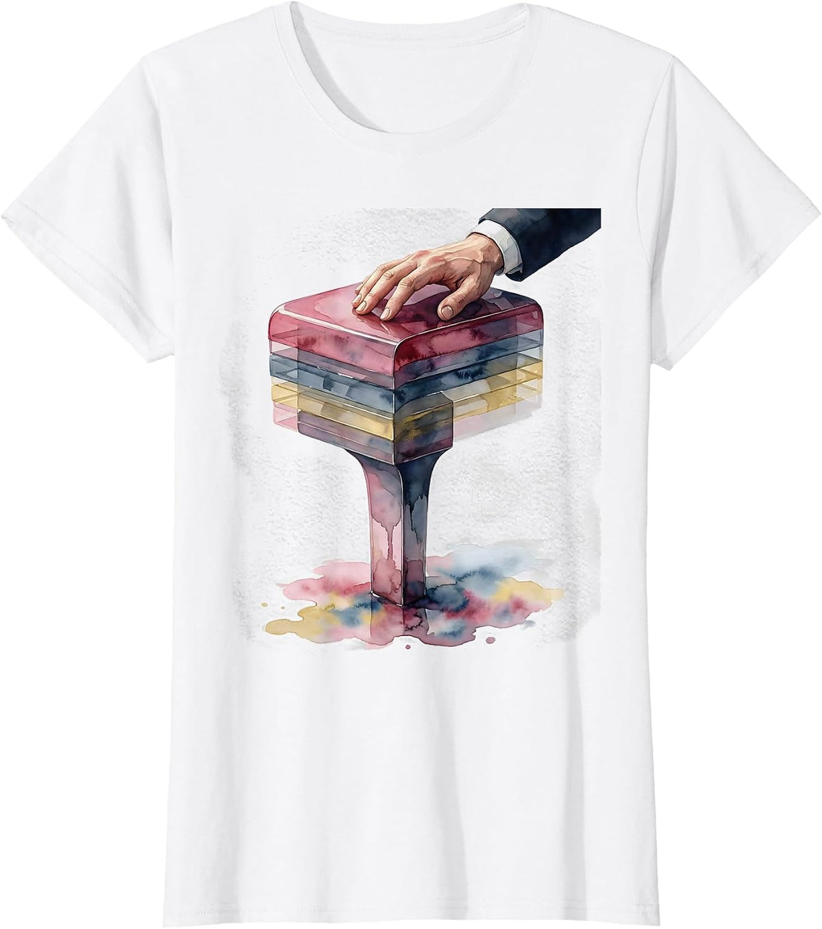 Piano Key Watercolor Pianist Gift Music Lover Humor T-Shirt - White