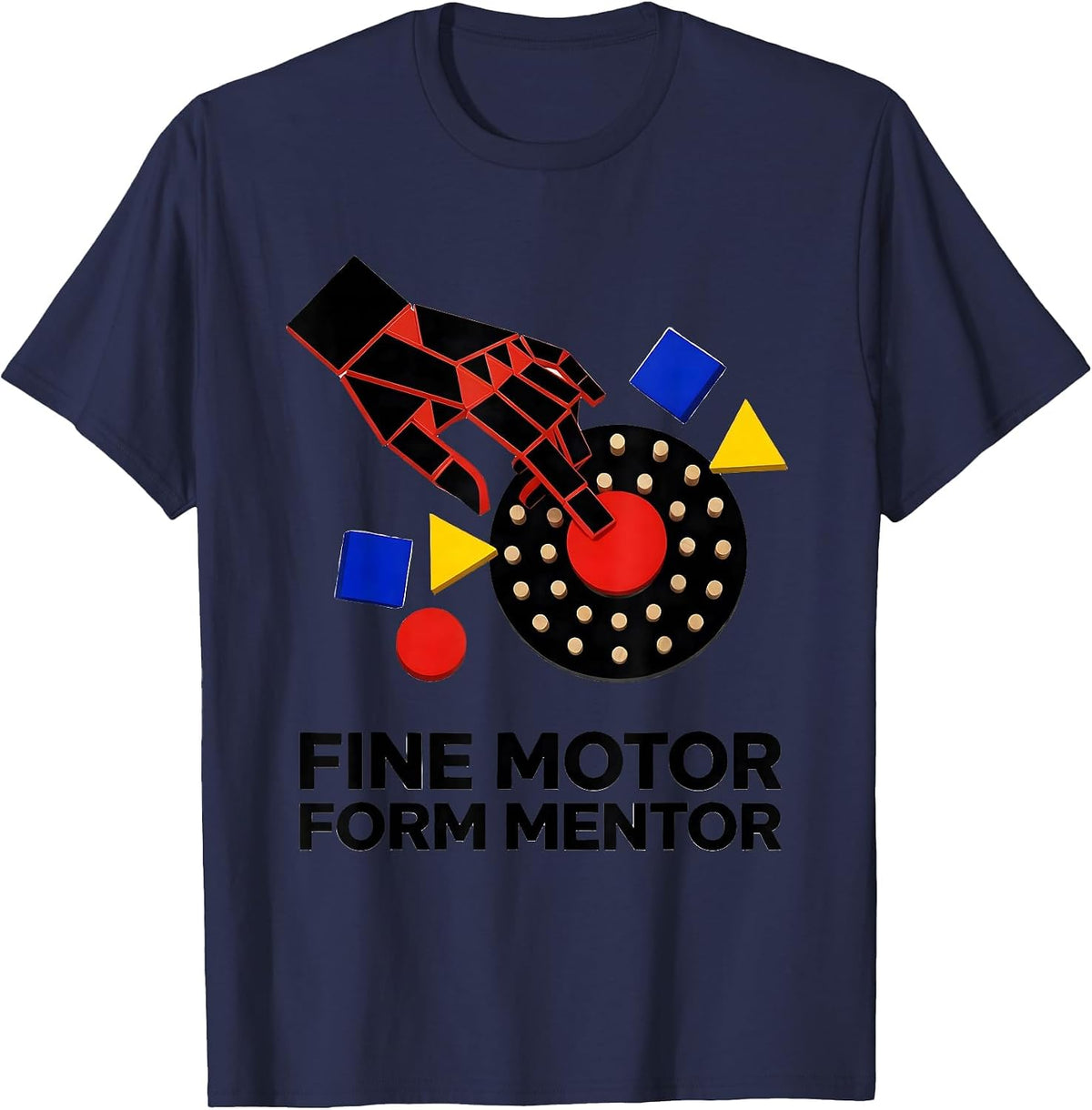 Men's Fine Motor Form Mentor Bauhaus Modernist Occupational T-Shirt - Navy Blue