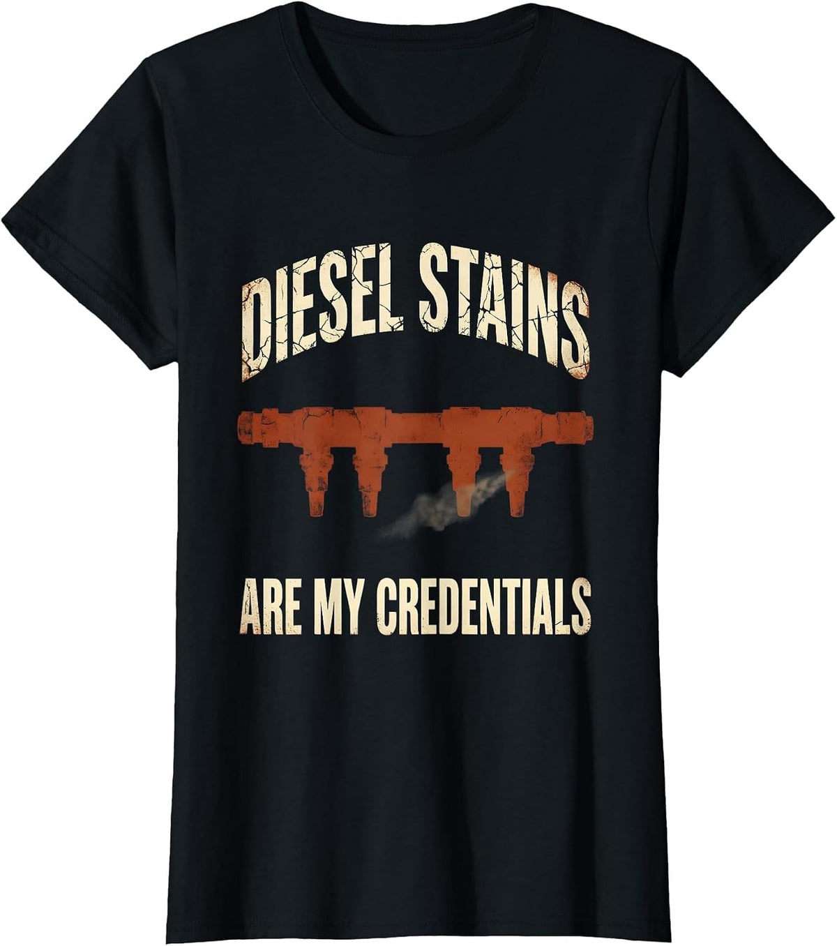Diesel Stains Are My Credentials Funny Diesel Mechanic Gift T-Shirt - Black