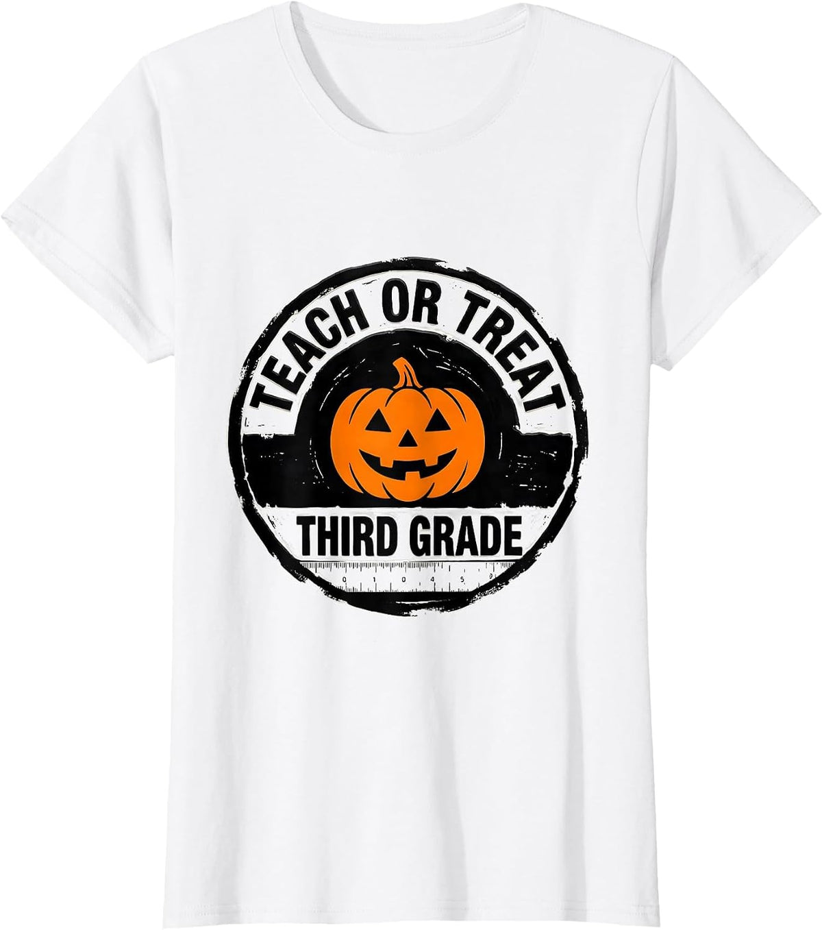 Women's Teach Or Treat Third Grade Funny Teacher Halloween Humor T-Shirt - White