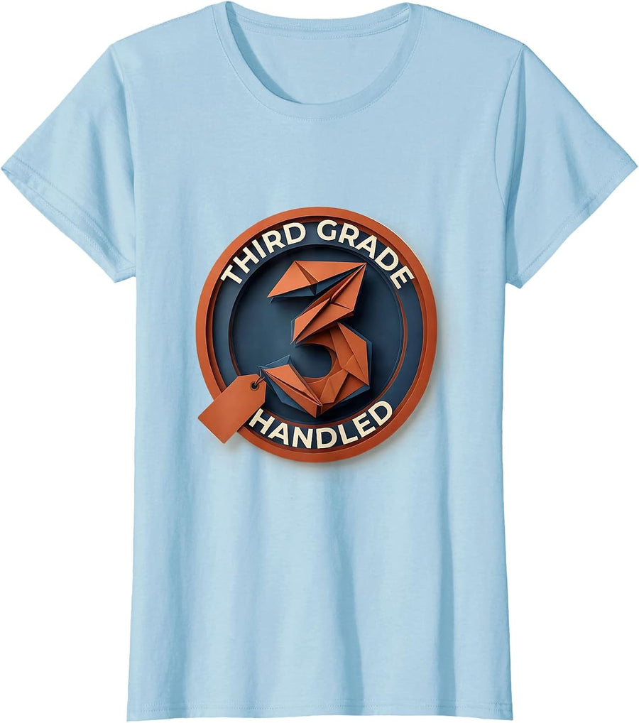 Women's Third Grade Handled Playful Back To School Teacher Kids T-Shirt - Baby Blue