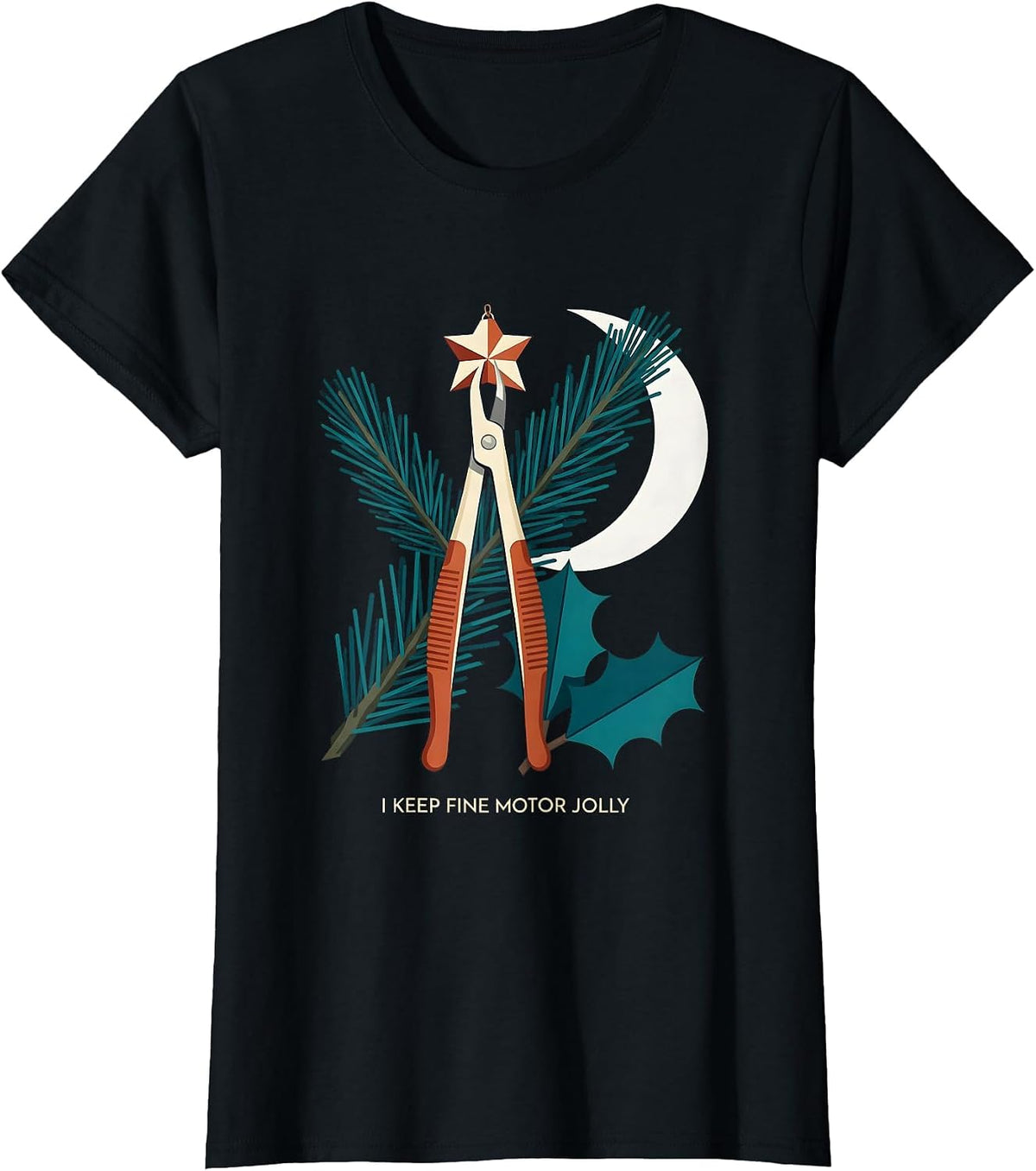 Women's I Keep Fine Motor Jolly Midcentury Modern Occupational T-Shirt - Black