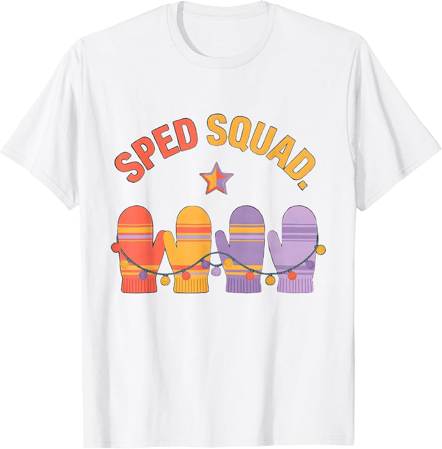 Men's SPED Squad Funny Teacher Christmas Classroom Humor T-Shirt - White